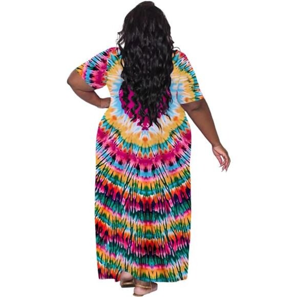 Casual Maxi Dresses Summer Short Sleeve S-5XL - Picture 2 of 4